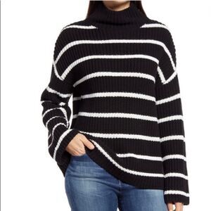 Caslon Shaker Mock Neck Ribbed Chunky Knit Sweater